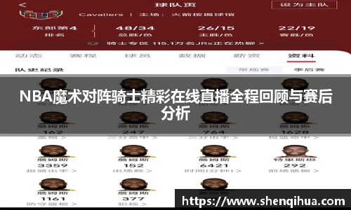 NBA魔术对阵骑士精彩在线直播全程回顾与赛后分析